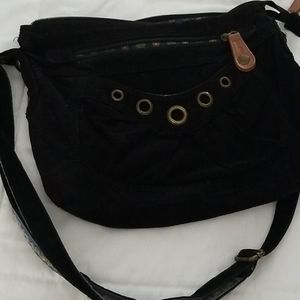 Black corduroy boho purse